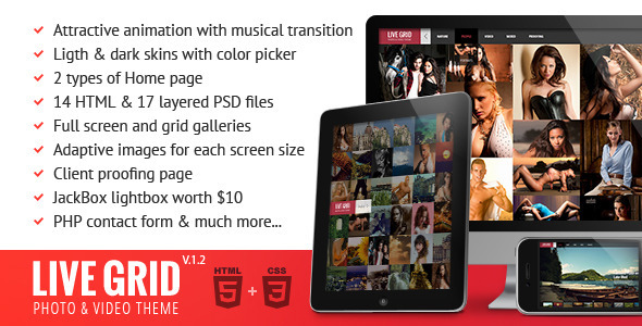 创客源码 LIVE GRID 图片展示摄影相册 XHTML5/CSS静态网站模板