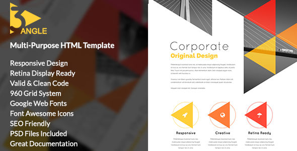 自适应 3Angle 创意设计机构 HTML5/CSS静态网站模板主题