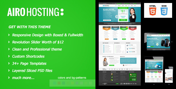 Airo Hosting - 自适应域名主机HTML5静态网站模板