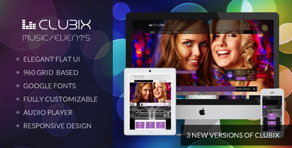 自适应 Clubix 音乐/活动 HTML5网站模板
