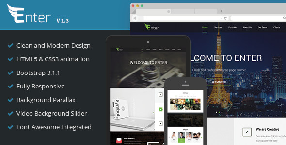 Enter - 自适应极简单页网站 HTML5 模板