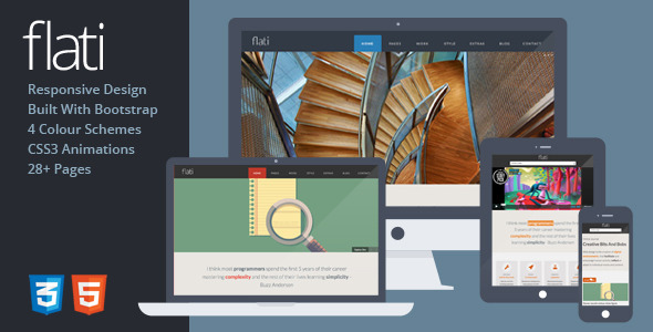 自适应 Flati 扁平 HTML5静态网站模板主题