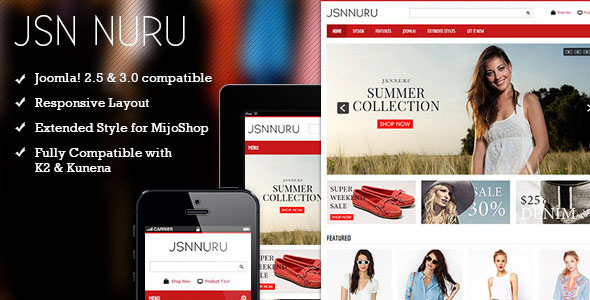 JSN Nuru 电子商务商城 Joomla模板主题