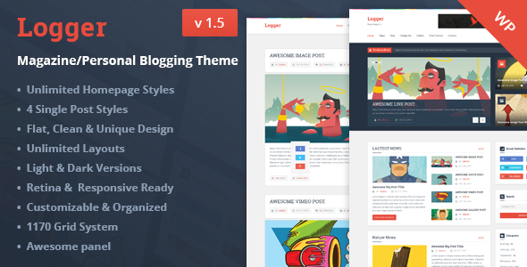  Logger Magazine Blog WordPress Theme v2.9