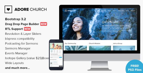 Adore Church 自适应慈善公益 WordPress主题