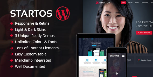 Startos 时尚APP着陆页WordPress主题