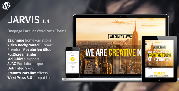  Jarvis Single Page Simple Website Template WordPress Theme