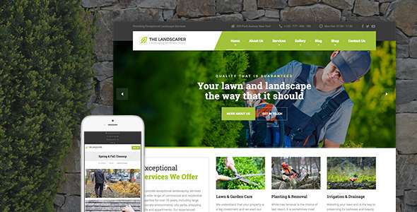  The Landscaper Lawn Gardening Website Template WordPress Theme