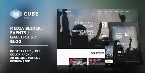 Club Cube 酒吧俱乐部 HTML5模板