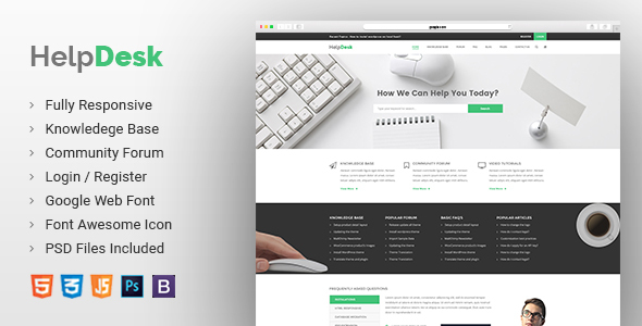 Helpdesk 常见问题知识库HTML5模板