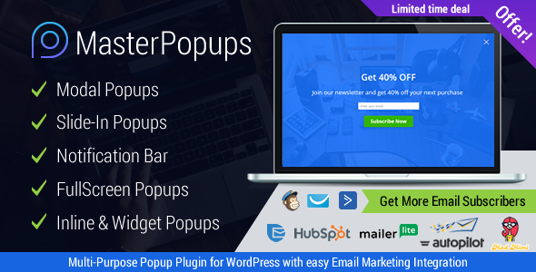  Master Popups - Full screen pop-up WordPress plug-in