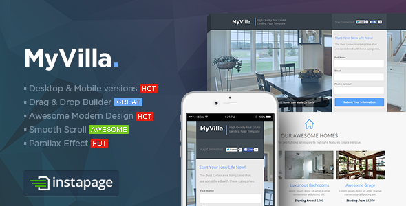  MyVilla - Real Estate Instapage Template