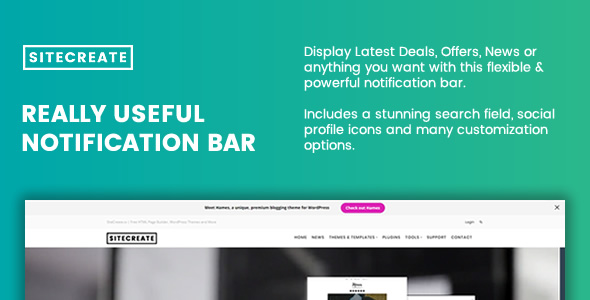  SiteCreate v1.0.1 - WordPress Plug in for Utility Notification Bar