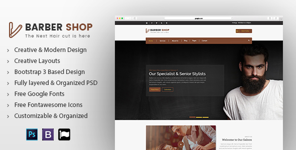 Barber 美容美发创意PSD模板