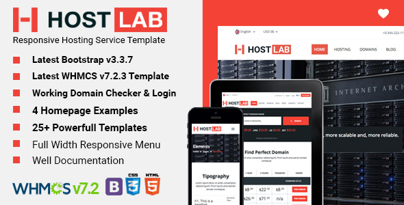 HostLab - Responsive Hosting Service With WHMCS Template