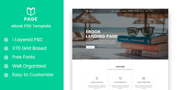 Page - 电子书销售着陆页PSD模板