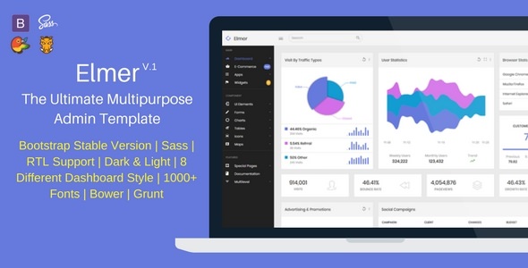 Elmer - 多用途Bootstrap管理模板 + UI Kit