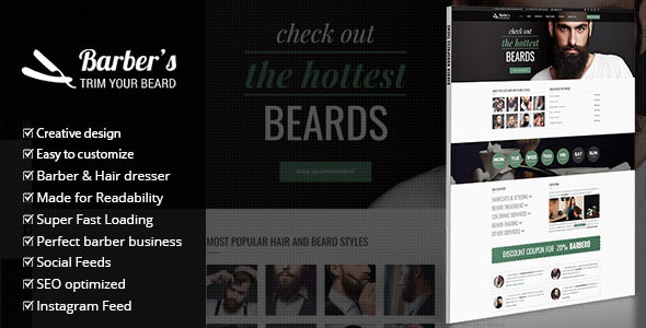 Barber - Hair Tattoo & Beauty Salons Theme