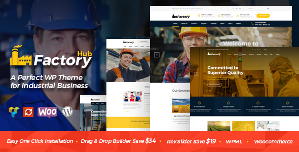 Factory HUB - 工程工厂建筑施工网站WordPress主题