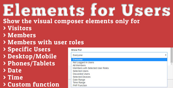 Elements for Users - Addon for WPBakery Page Builder (formerly Visual Composer)