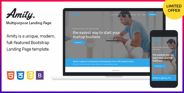 Amity - HTML5 Bootstrap 着陆页模板