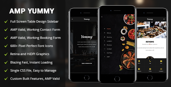 AMP Yummy - 移动手机版Google AMP模板