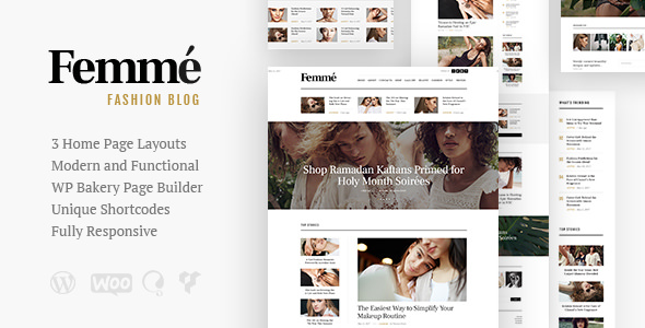  Femme - WordPress theme of fashion magazine blog website