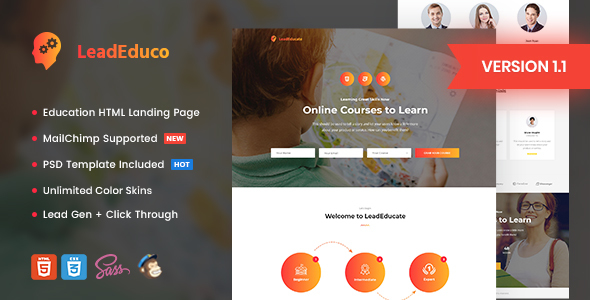 LeadEduco - Education HTML Landing Page Template