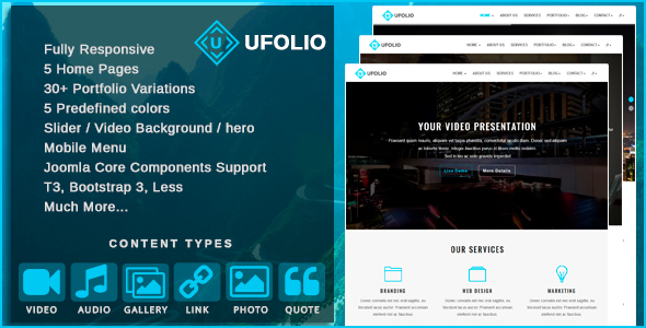 Ufolio - 作品展示Joomla模板