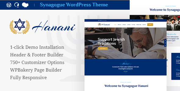 Hanani - Jewish Community & Synagogue Theme