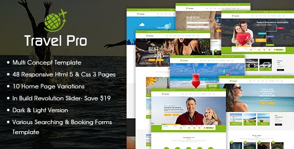 Travel Pro - 旅行预订HTML5模板