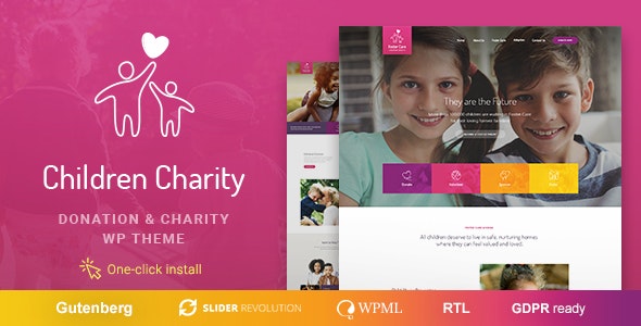  Children Charity - WordPress theme of non-profit donation organization