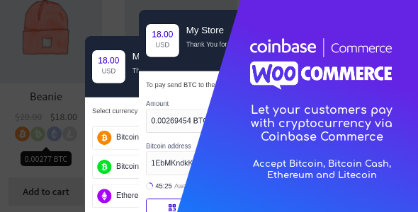 Coinbase Commerce for WooCommerce 比特币加密货币支付插件