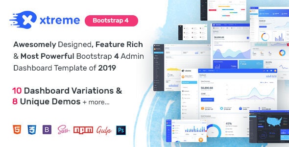 Xtreme Admin - 功能强大的Bootstrap 4仪表板模板