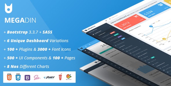 MegaDin - 响应式管理仪表板HTML模板