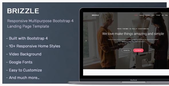 Brizzle - Bootstrap 4 响应式着陆页模板