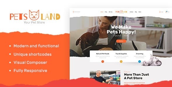 Pets Land- Domestic Animals Shop & Veterinary WordPress Theme