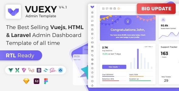 Vuexy - Vuejs/Laravel/React 后台管理仪表板HTML模板