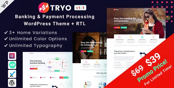  Tryo - WordPress theme of bank, finance and insurance payment industry