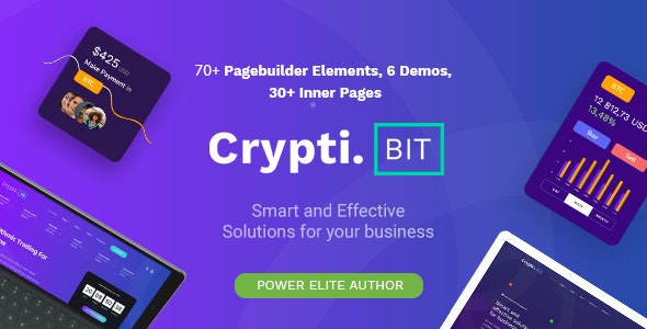 CryptiBIT - Technology Cryptocurrency ICO/IEO Landing Page WordPress theme