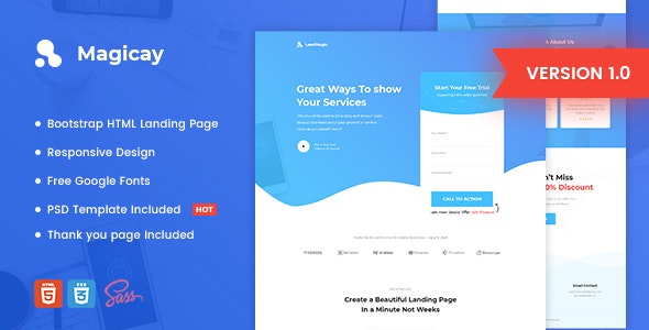 Magicay - 灵活商业着陆页面HTML模板