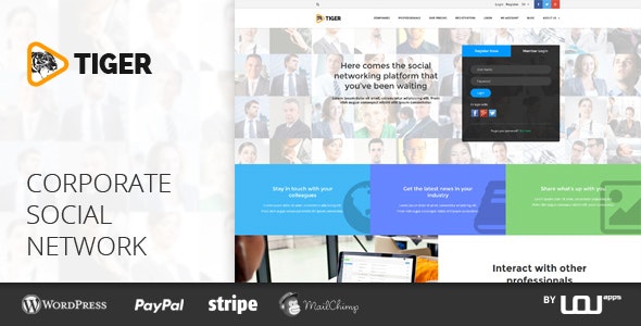  TIGER – Social Network Member Management WordPress Theme