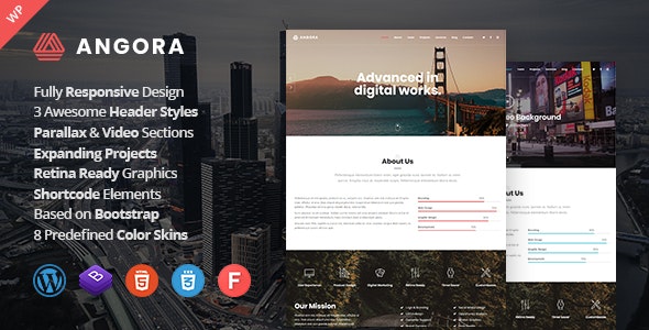  Angora - One page parallax effect website template WordPress theme