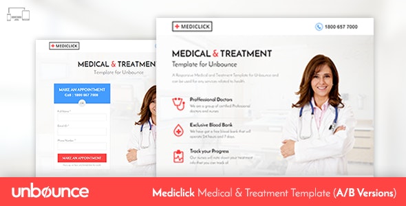 Mediclick - 医疗登着陆页网站Unbounce模板