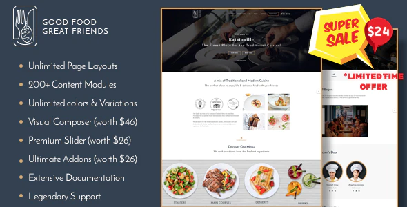 Ratatouille - Restaurant WordPress Theme