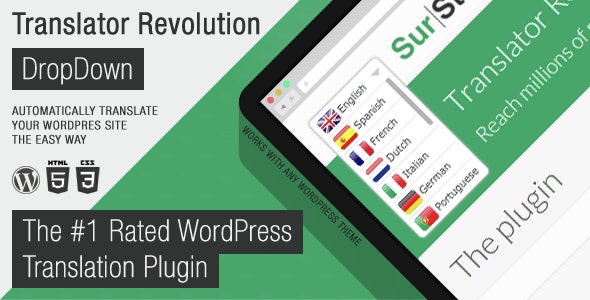 Ajax Translator Revolution DropDown WP Plugin 汉化翻译插件