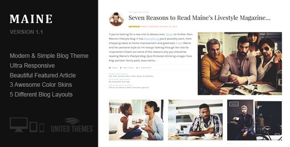  Maine - Responsive Blog Information Website WordPress Template