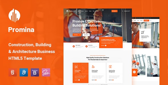 Promina - 建筑工程安装公司网站HTML5模板