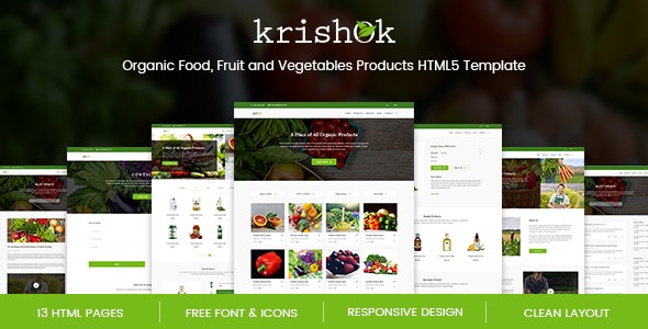 Krishok - 有机食品水果蔬菜商店HTML5模板