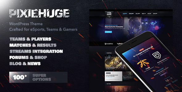  PixieHuge - WordPress theme of electronic sports game website